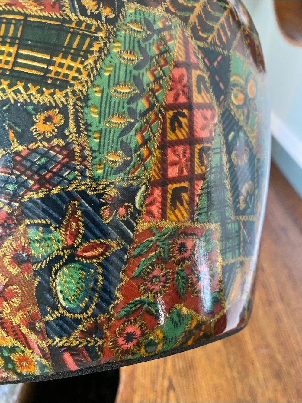 Vintage Multicolor Patchwork Floral Design Vase Colorful Boho Folk Art Vase - Picture 4 of 17